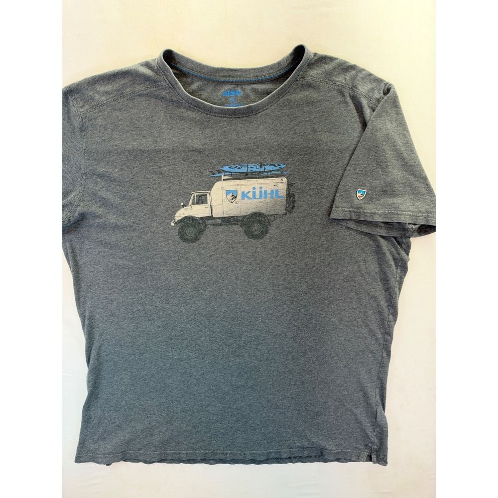 Kuhl Wildfibre Mens XL Gray Graphic T-Shirt Organic Cotton Expedition Truck 7300